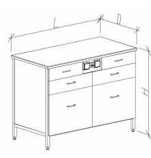 Стол-тумба с ящиками и розетками 1200 СТЛкгм-М с/я.р. (2+4)