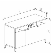 Стол-тумба с дверками с ящиками и розетками 1500 СТЛп-М с/я.р.