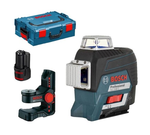 Лазерный уровень Bosch GLL 3-80 C с калибровкой + BM 1 + GBA 12V + L-Boxx